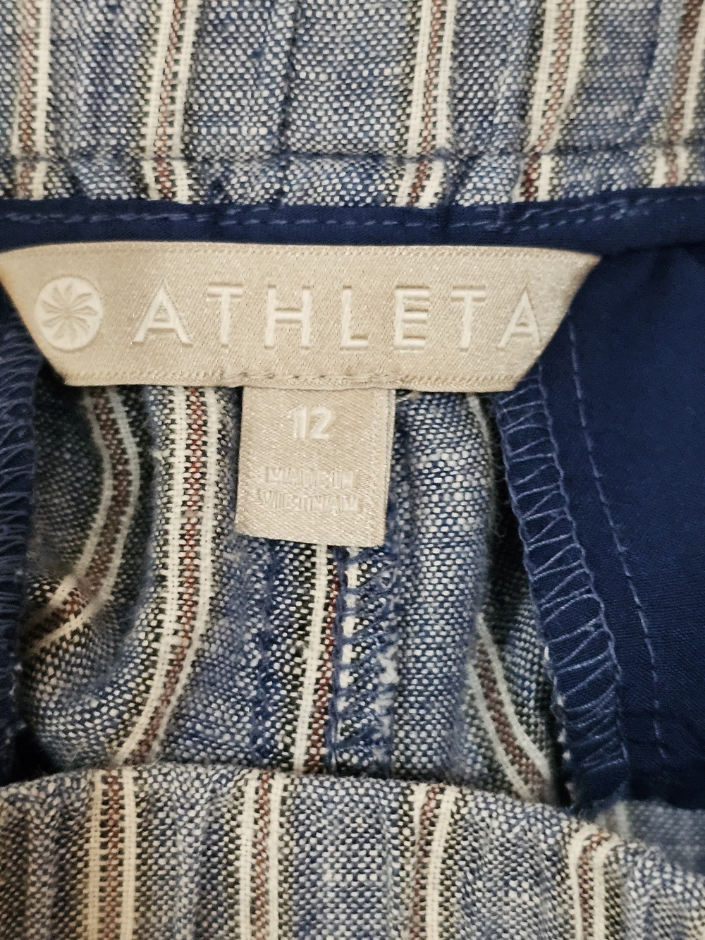 Athleta Cabo Linen 4" Striped Shorts Size 12 SU19 - Picture 7 of 14